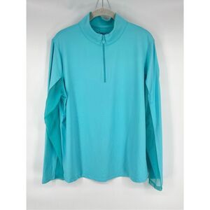 IBKUL 1/4 Zip Mesh Undersleeve TPC River Highlands Embroidered Turquoise Size XL